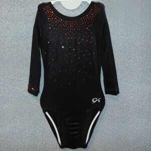 GK Shiny Black Rhinestone NGA 3/4 Sleeve Leotard [NoTag]